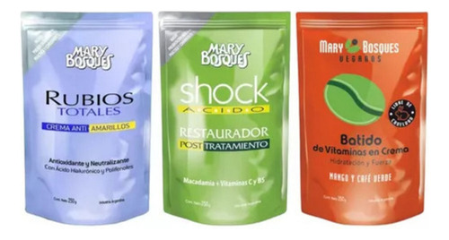 Tratamiento Shock Acido + Rubio Total + Mango Y Cafe 200g X3