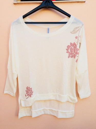 Remera Remeron Mujer Lanilla Staras Flores Talle L O M