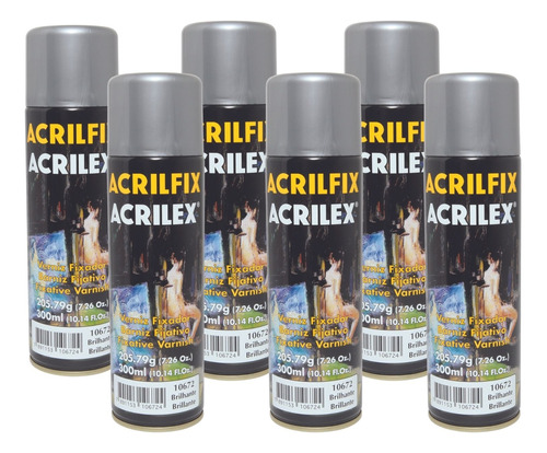 Kit 6 Vernizes Acrilfix Verniz 300ml Acrilex