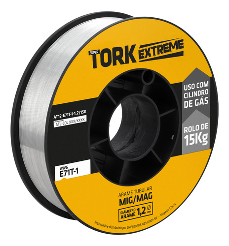 Arame Para Solda Mig Tubular Bitola 1.2mm 15kg E71t Tork