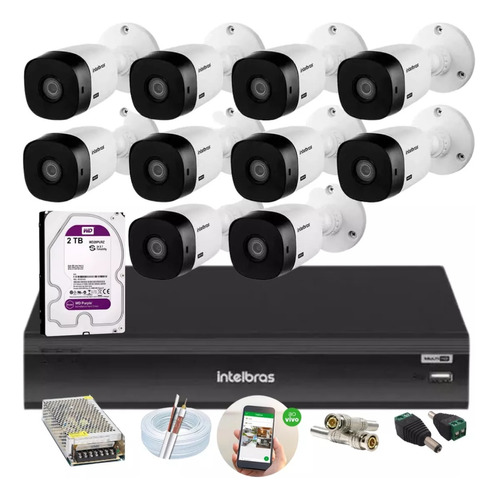 Kit Intelbras 10 Vhl 1220b Full Hd Dvr 16ch Imhdx 3116 C/2tb