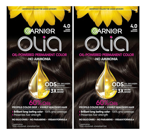 Garnier Olia Tinte Permanente Marrón Oscuro, 2 Unidades .