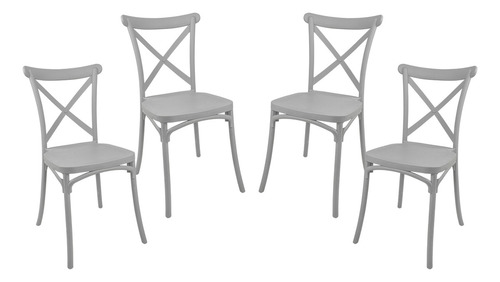 Set De 4 Sillas Crossback Para Eventos Restaurante Durables Estructura De La Silla Gris Oscuro Asiento Gris Oscuro Diseño De La Tela 0