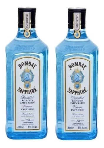 Gin Bombay Sapphire Dry London 750ml - Original Kit Com 2 Un