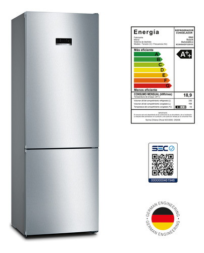Refrigerador Freezer No Frost Bosch Serie 4 Kgn49xiea 435l