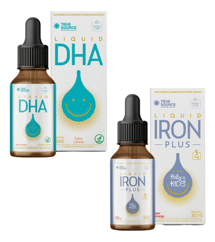 Kit Family Care Iron Plus + Liquid Dha Em Gotas -true Source Sabor Sem Sabor