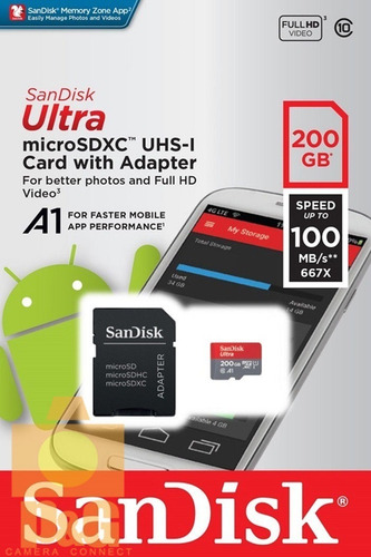 Cartão Memória 200gb Micro Sd Ultra Classe10 Sandisk Lacrado
