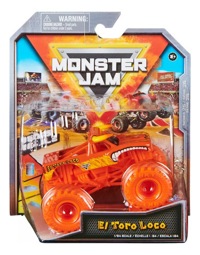 Imagen 1 de 5 de Monster Jam Vehiculo El Toro Loco Serie 25 1:64 - Color Naranja