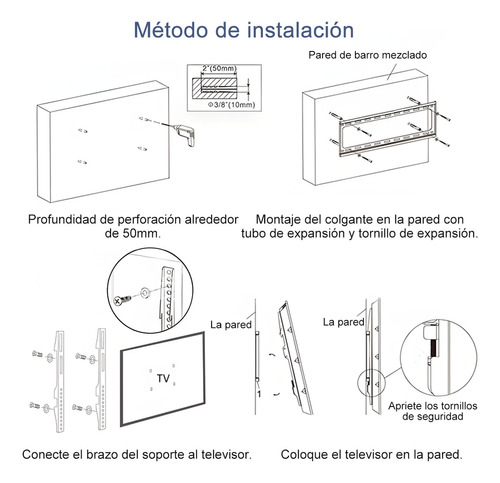 Soporte De Tv Universal 26-63 Pulgadas Soporta Hasta 50kg Negro Ajustable, Robusto Y Fácil Instalación