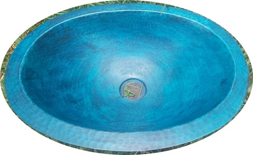 1 Lavabo  De Cobre (ovalines) Color Patinado Azul 