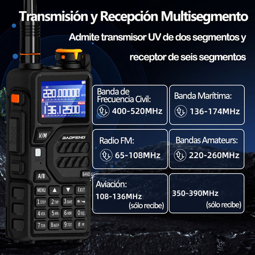 Radios Walkie Talkie Baofeng 10w Bf-k5plus 999canale 10km Color Negro
