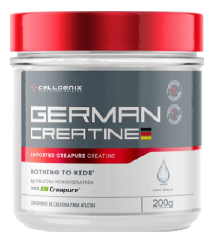 German Creatine 100% Pura Super Pure 200g Força Cellgenix Sabor Natural