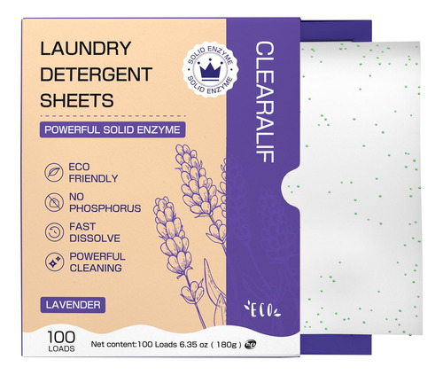 Clearalif Platinum - Hojas De Detergente Para Ropa, Lavanda,