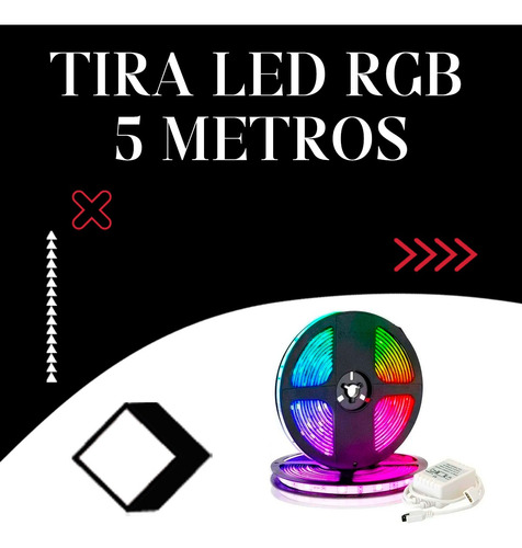 Tira Led Rgb 5050 Exterior 5mts + Fuente Y Control Remoto Rgb
