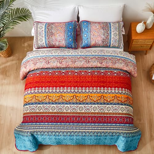 Juego De Edredón Bohemio Individual Con Fundas De Almohada