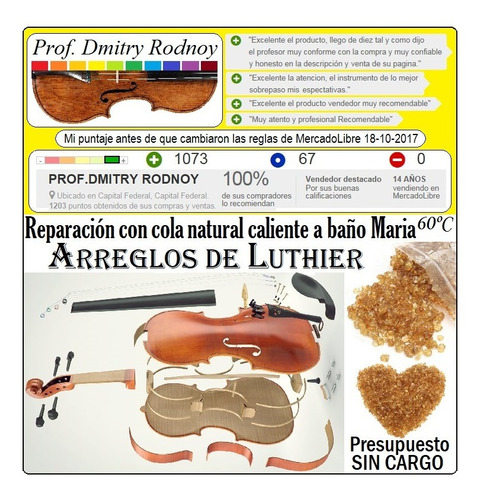 Imagen 1 de 10 de Luthier De Viola - Reparación Arreglo Compostura Con Cola Natural Caliente A Baño María - Prof. Dmitry Rodnoy