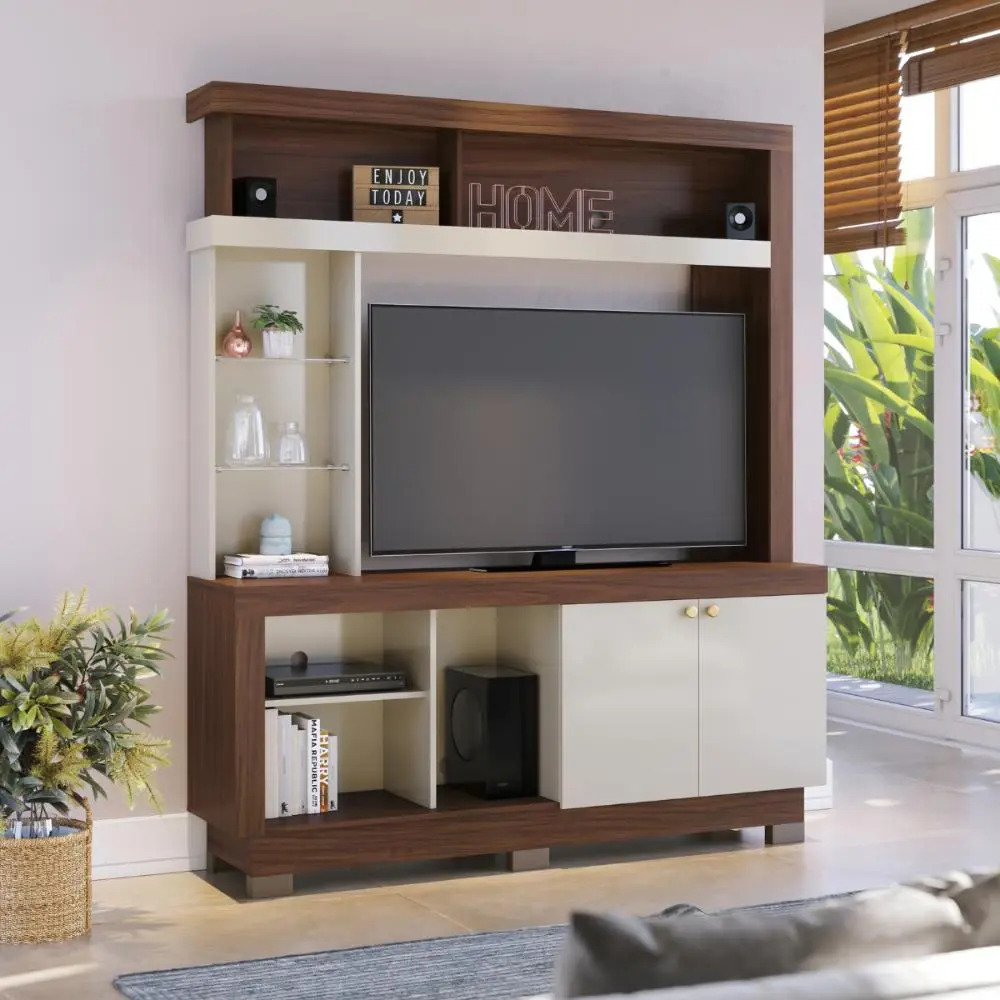 Estante Para Tv 50 Polegadas Treviso Nogueira Real Off White