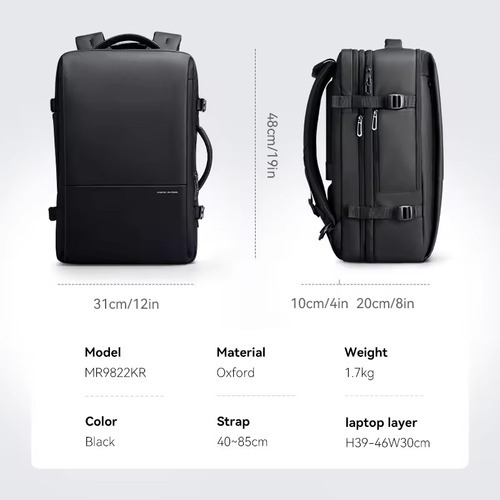 Mochila Mala Viagem Executiva Expansível 45l Usb Mark Ryden Cinza-escuro Fosco