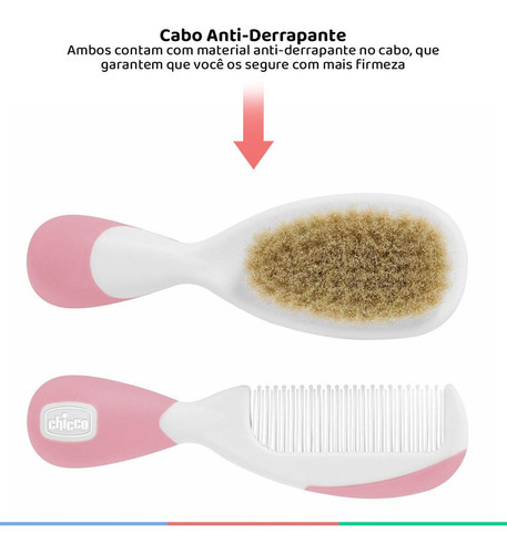 Kit de peines y cepillos Chicco Natura para bebés de más de 0 meses, color rosa