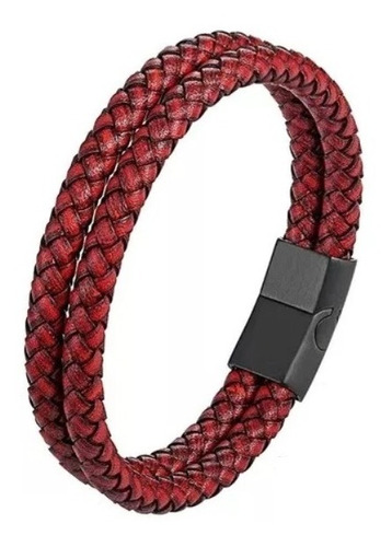 Pulsera De Cuero Rojo And Black Hombre Moda Masculina 2019 I