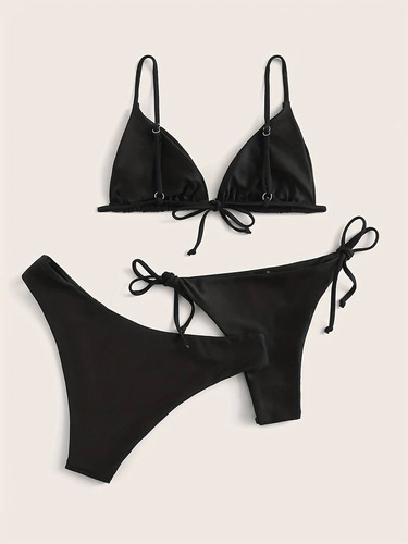 Conjunto De Bikini De Color Liso Para Mujer, Talla Grande