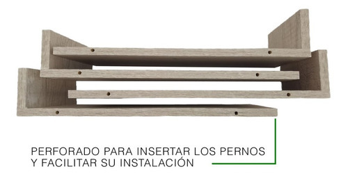 Imagen 3 de 8 de Set De 4 Repisas Flotantes Estilo Librero 45 X 15 Cm Color Toscana