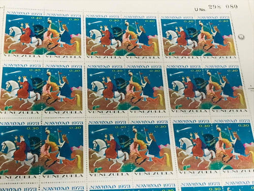 Imagen 2 de 3 de Estampillas Venezuela Navidad Año 1973 Total 1680 Unidades