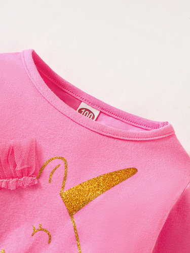 Vestido De Desenho Animado De Unicórnio Com Saia De Gaze Eme