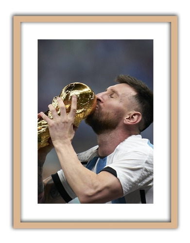 Cuadro Lionel Messi Besando La Copa- Argentina Campeón 32x42