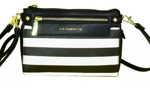 Bolsa Liz Claiborne Original Negro Blanco Mujer Crossbody 