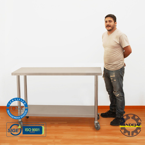 Mesa En Isla Con Ruedas Acero Inoxidable Mindejal GY-WTM04