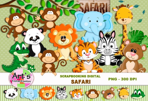 Kit Digital Clipart Papeles Digitales Elementos Safari-arts