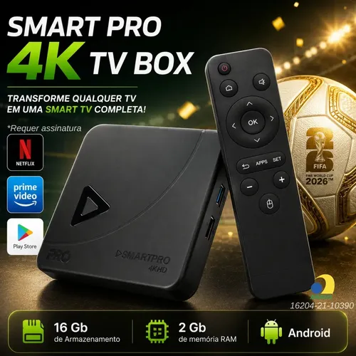 Smart Box 4K Android Tv Transforme Sua Tv Em Smart 2 Gb RAM 16 GB...