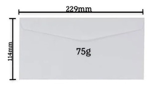Envelope Ofício 114x229mm Branco S/rpc 75g Cx C/ 1000 Unid