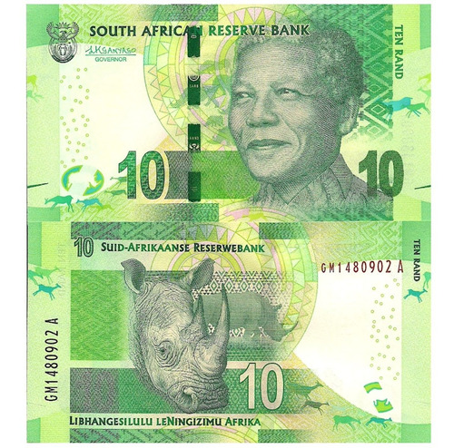 Billete De Sudáfrica 10 Rands Nelson Mandela 2015 Nvo. Sin C