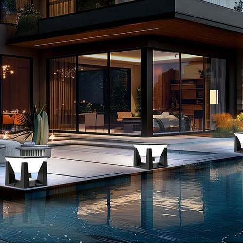 Poste Solar Externo Moderno Led Solar Pillar Lights Wate