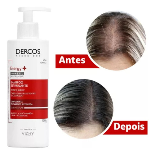 Kit Vichy Dercos Energizante Shampoo 400ml + 2 Refil 200ml