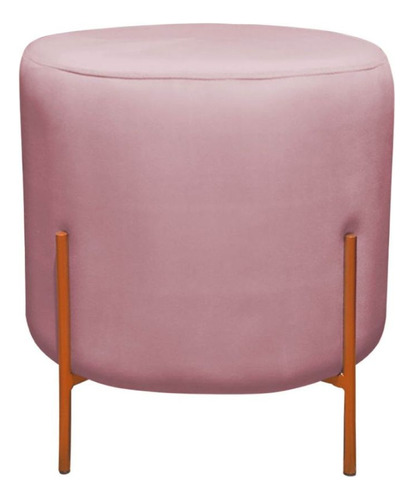 Puff Redondo Decorativo Capri Base Bronze Suede Cor Rosa