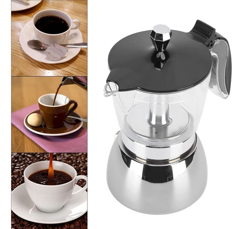 Cafetera Moka Italiana 6 Tazas Acero Inoxidable Elegante 