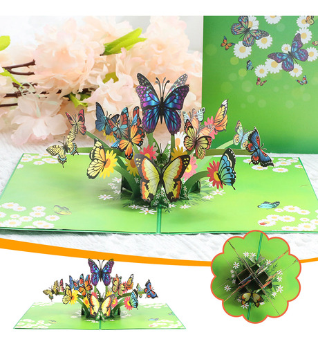 Tarjeta De Felicitación 3d Con Coloridas Mariposas Voladoras