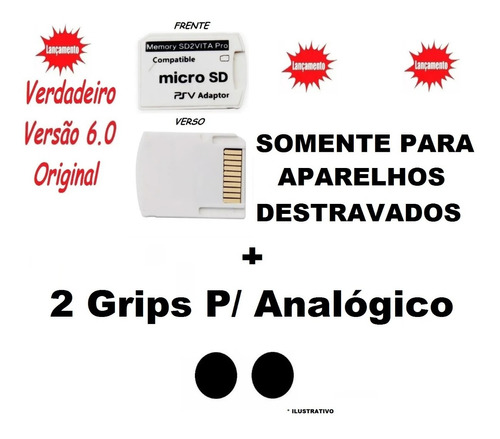 Adaptador Sd2vita Micro Sd Psvita Desbloquedo 6.0 + 2 Grip