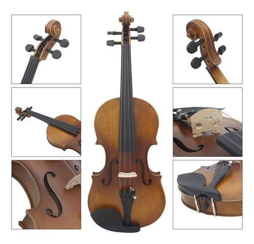 Violín 4/4 De Tamaño Completo Con Acabado Mate, Cara De Pino