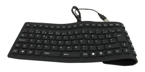 Teclado numérico plegable de goma delgada, portátil, color del teclado: negro, idioma: portugués, Brasil