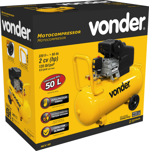 Motocompressor De Ar 8,0 Pcm 50 Litros 220 V Mcv 50 Vonder