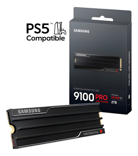 Ssd M.2 Nvme Gen5 Samsung 9100 Pro 2tb 14.800mb/s Com Dissipador Heatsink Ssd Ps5 M.2 Nvme Gen 5 Pcie 5.0
