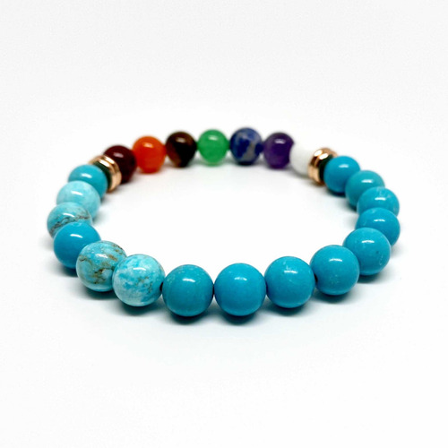 Pulsera De Protección Turquesa 7 Chakras / Suerte / Cuarzos