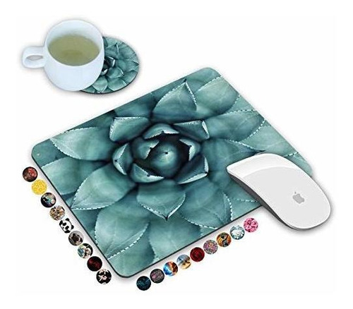 Pad Mouse - Loworo Mouse Pad And Coasters Set, Green Aloe Su