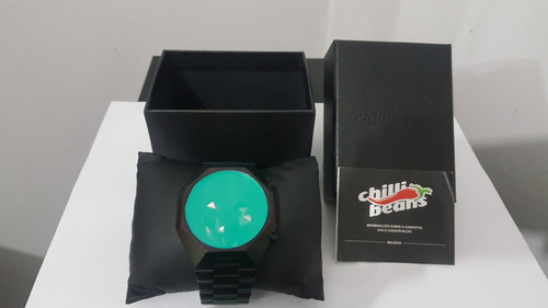 Relogio Masculino Digital Caveira Preto Metal Chilli Beans
