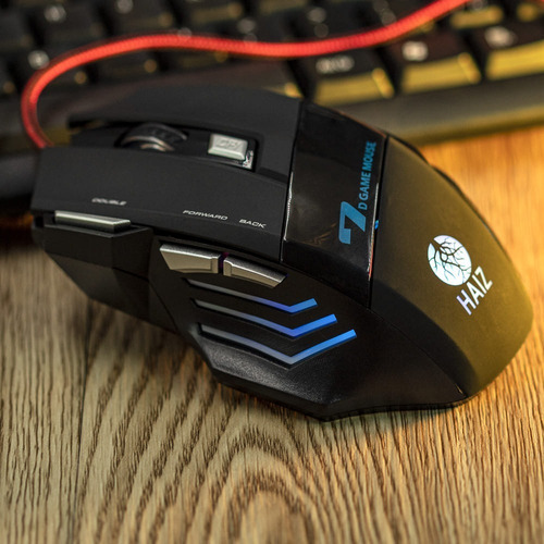 Ratón X7 Gamer, 7 botones, 3600 ppp, luz LED óptica Haiz, color negro