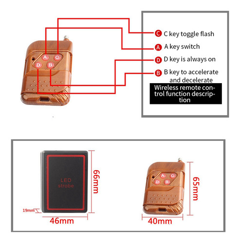 Control Remoto Inalámbrico De 16 Led Flash Led Strobe Led